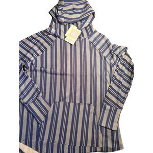 WOMENS LULAROE HOODIE HOODED TOP BLUE/GRAY LARGE